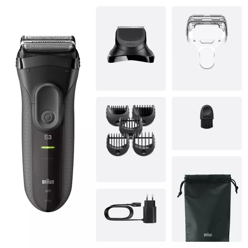 Braun 3000BT akumulátorový zastrihávač 5 7 mm mokré & suché čierna sivá