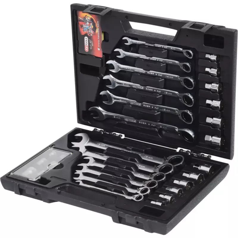 KS Tools GEARplus 503.4960 Sada račňových očkoplochých kľúčov, 30 kusov, v puzdre