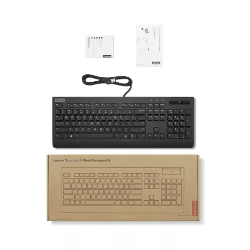 Lenovo Smartcard II káblová klávesnica estónska čierna USB-A Plunger spínače