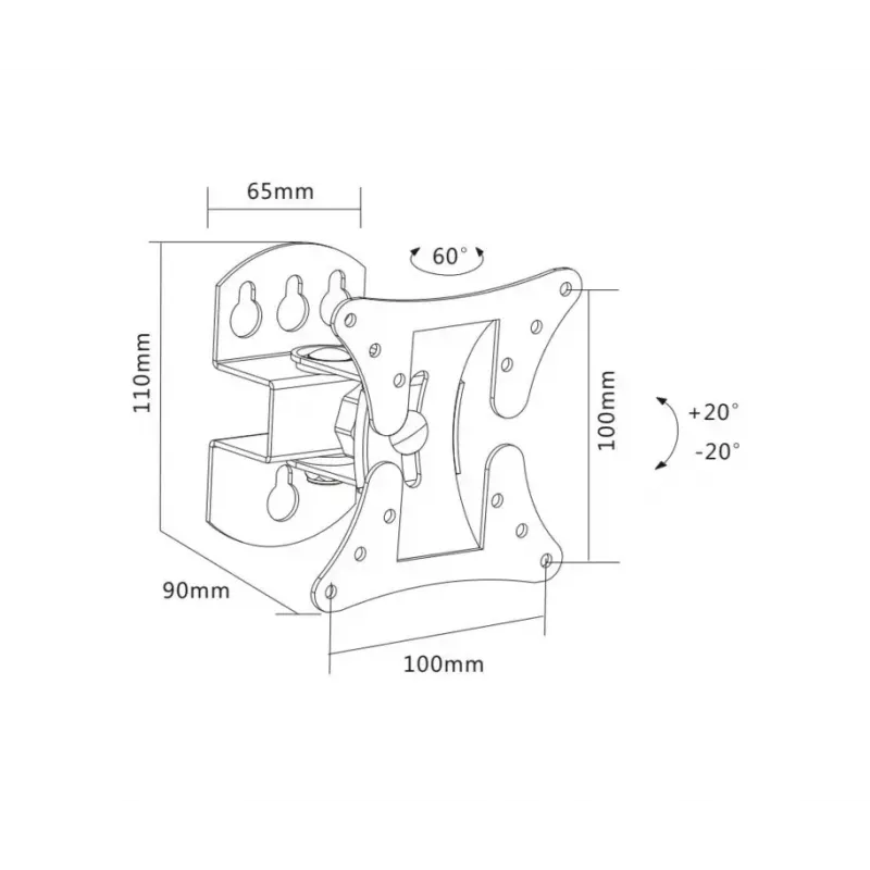 TV nástenný držiak Sopar 23114 68,6 cm (27 inch) Strieborná