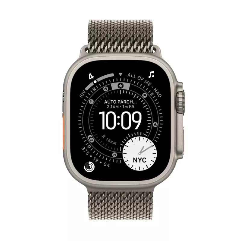 Smartwatch Apple Watch Ultra 3 GPS + Cellular 49mm Natural Titanium puzdro s Natural Titanium Milanese Loop (M)
