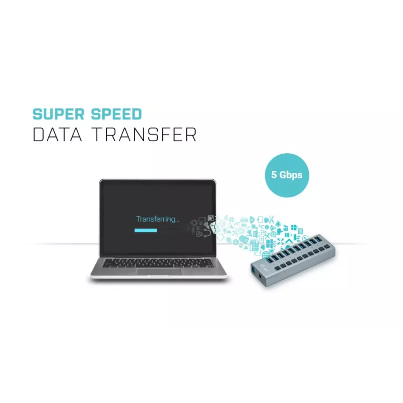 i-tec USB 3.0 nabíjací HUB 10 portov + napájací zdroj 48 W