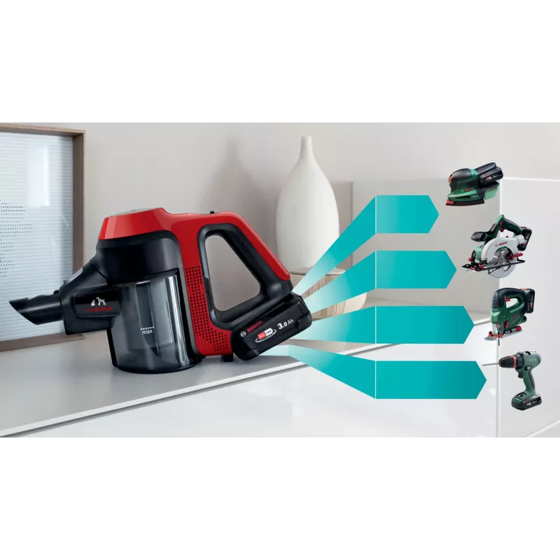 Bosch BCS711PET tyčový vysávač/elektrokefa batéria suchý bez vrecka 0,3 l čierna, červená 3 Ah