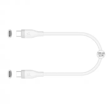 USB-C-na-USB-C nabíjací/dátový kábel j5create JUCX17W, 60W, tekutý silikón, 1,8 m, biely