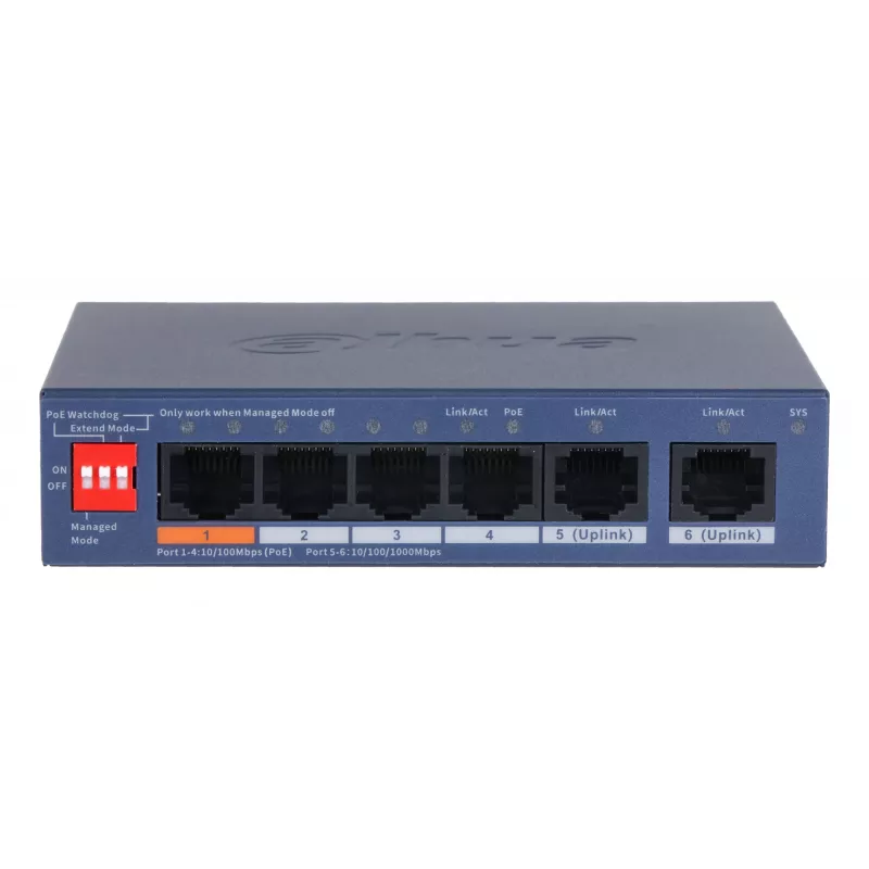 Dahua Technology CS4006-4ET2GT-60 sieťový switch managed L2 Gigabit Ethernet (10/100/1000) Power over Ethernet (PoE) modrý