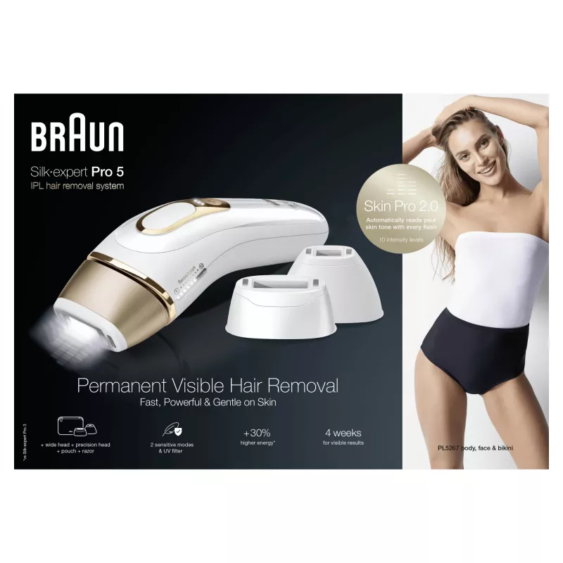 Braun Silk-expert Pro Silk·expert Pro 5 PL5267 intenzívne pulzné svetlo (IPL) zlatá, biela