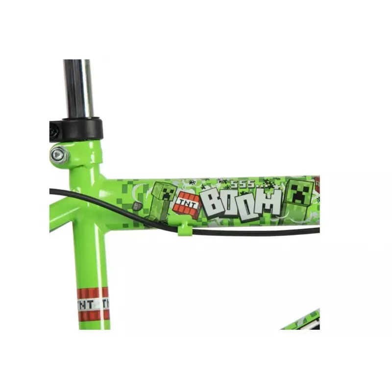 Detský bicykel HUFFY Minecraft 16 inch zelený — 16 inch oceľový rám, jednorýchlostný prevod, predné/zadné ráfikové brzdy