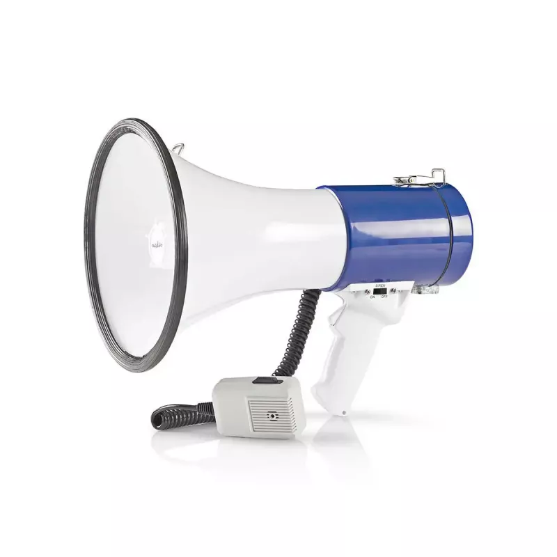Megafón Nedis MEPH200WT biela modrá 20 W dosah 300 m
