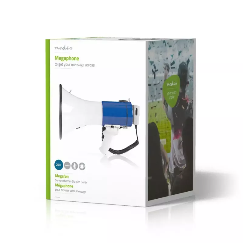 Megafón Nedis MEPH200WT biela modrá 20 W dosah 300 m