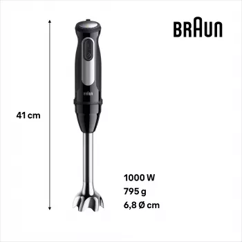 Braun MultiQuick 5 MQ55.254MBK 0,5 l tyčový mixér 1000 W čierna, nerezová oceľ