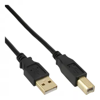 USB 2.0 kábel A na B InLine 1 m, čierny, pozlátené kontakty, balenie 100 ks