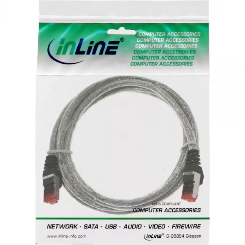 InLine patch kábel S/FTP PiMF Cat.6 250MHz PVC meď transparentný 0,3m