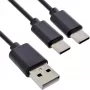 InLine USB 2in1 Y nabíjací kábel, 1x USB-A konektor samec na 2x USB-C konektor samec, čierny 1 m