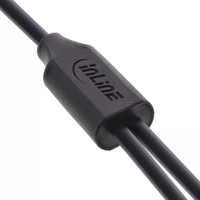 InLine USB 2in1 Y nabíjací kábel, 1x USB-A konektor samec na 2x USB-C konektor samec, čierny 2 m