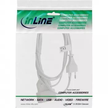 Napájací kábel InLine 16681W, H03VVH2-F, CEE7/16 na CEE7/16, 1 m, 250 V 2,5 A, biely