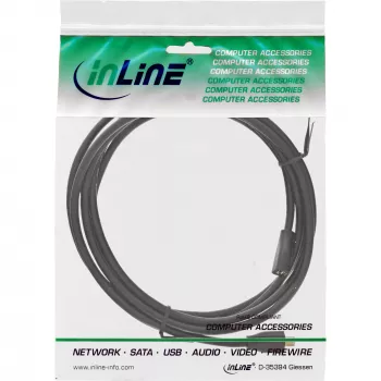 InLine Micro-USB 2.0 predlžovací kábel, Micro-B konektor samec/samica, čierny/zlatý, 5m