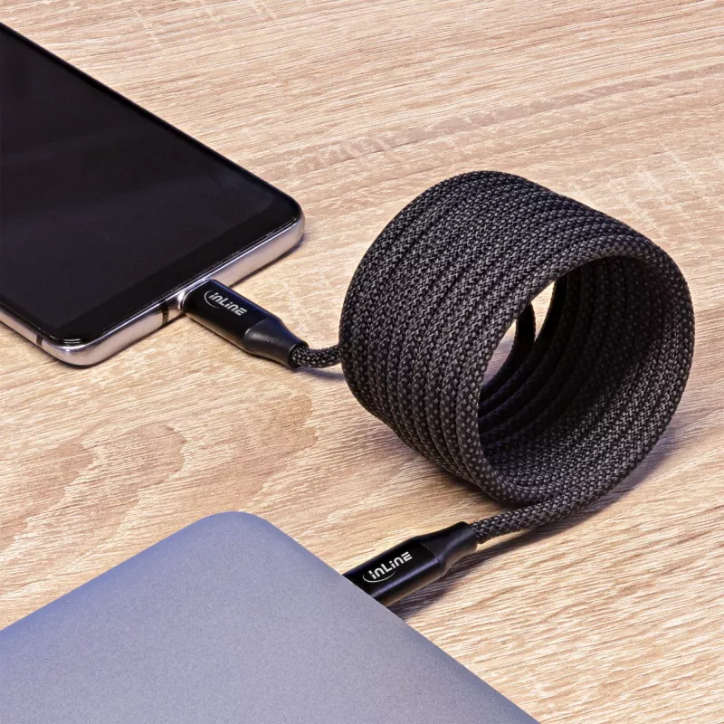 InLine magnetický USB-C kábel, USB-C konektor samec/samec, 100 W, čierny, 1 m