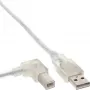 InLine USB 2.0 kábel doľava zahnutý typ A konektor samec / B konektor samec transparentná 0,5 m