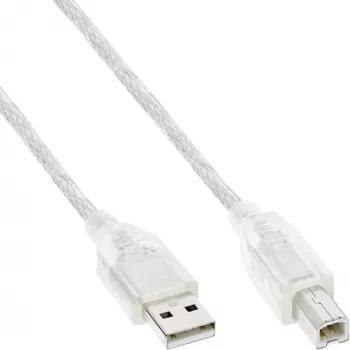 USB 2.0 kábel Type-A konektor samec / Type-B konektor samec InLine 34555T 5 m transparentná