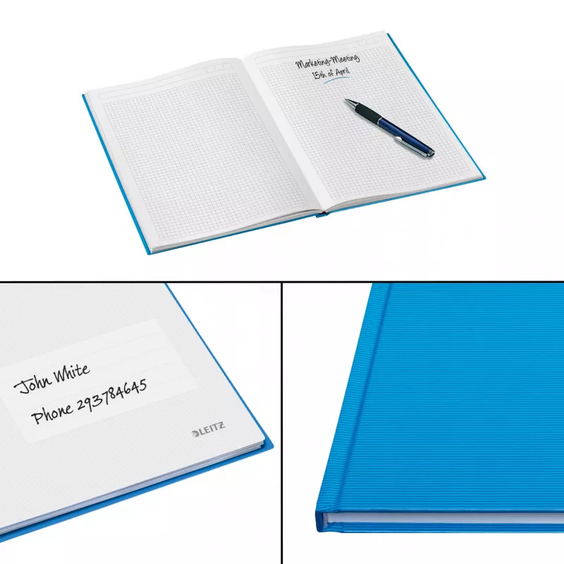 Leitz zápisník Solid Hardcover A5 štvorčekovaný 90 g/m² 80 listov, jednofarebný, modrý, A5, 80 listov, lesklý, 80 g/m²