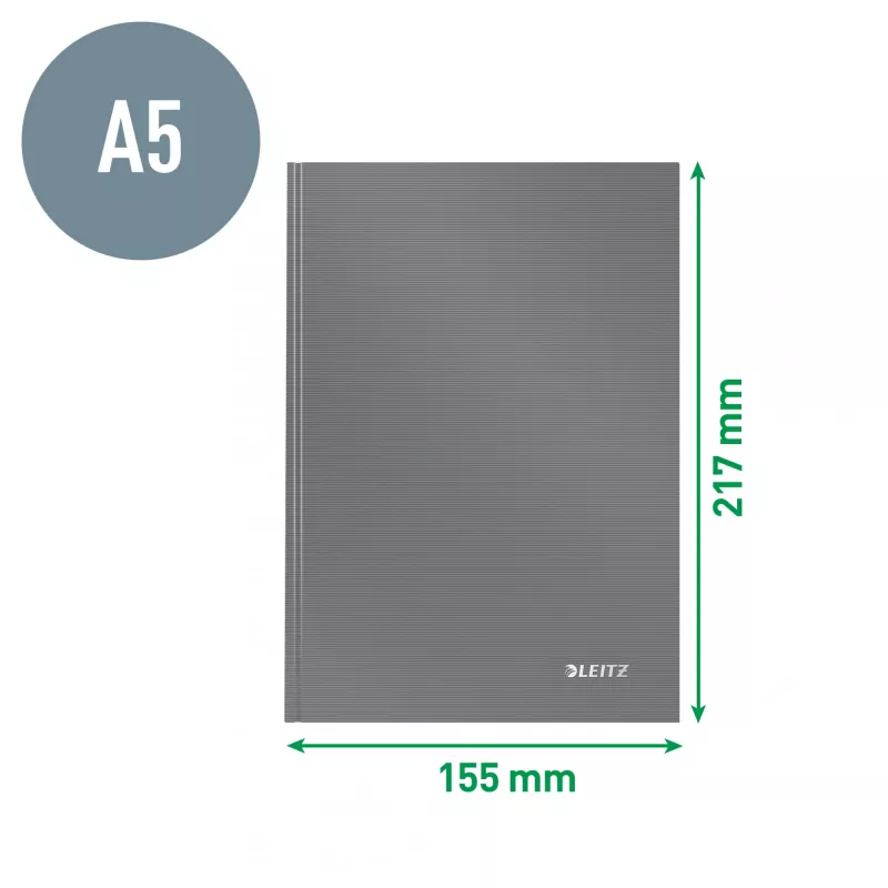 Leitz zápisník Solid Hardcover A5 štvorčekovaný 90 g/m² 80 listov, jednofarebný, modrý, A5, 80 listov, lesklý, 80 g/m²