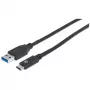 Manhattan USB-C na USB-A kábel, 1 m, konektor samec na konektor samec, 10 Gbit/s (USB 3.2 Gen 2, známy aj ako USB 3.1), 3 A (rýchle nabíjanie), SuperSpeed+ USB, čierny, doživotná záruka, ekvivalent k USB31AC1M