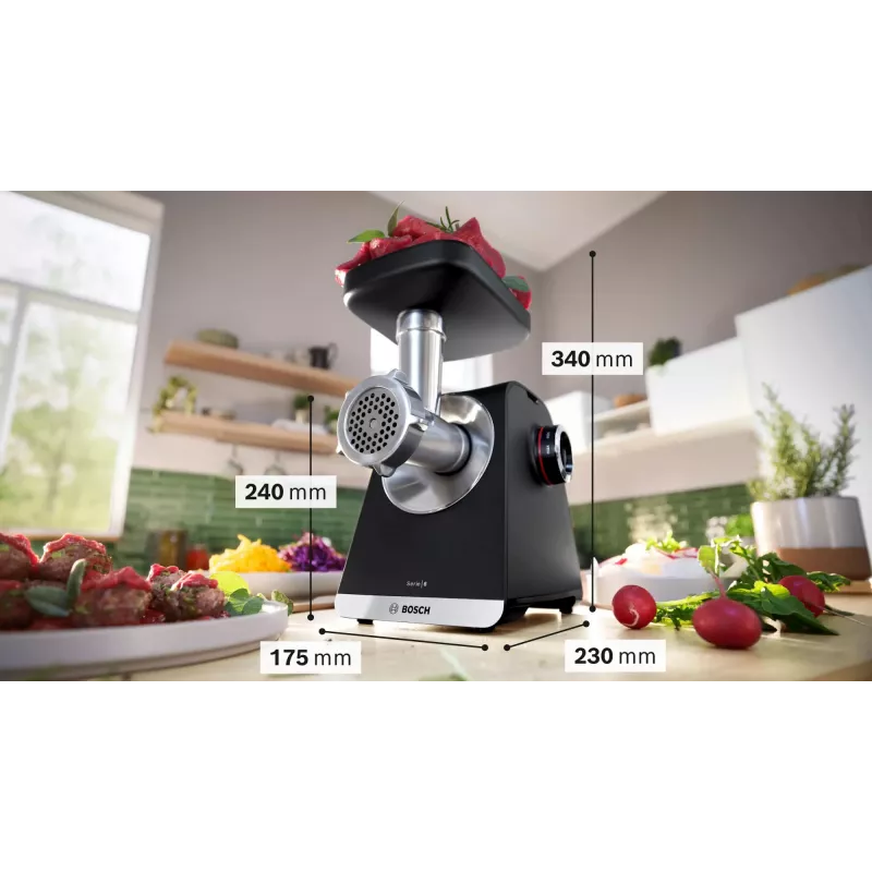 Bosch Serie 6 mlynček na mäso 2100 W čierna, strieborná
