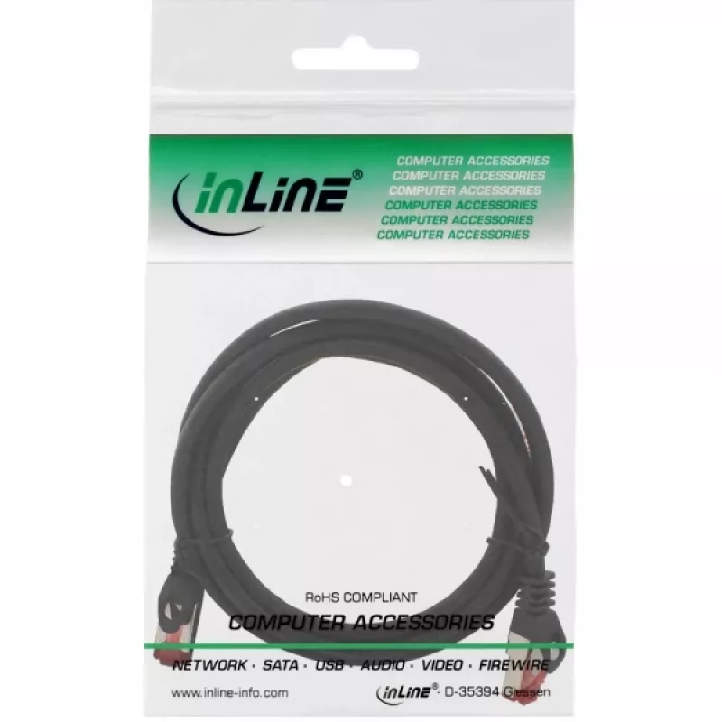 InLine patch kábel S/FTP PiMF Cat.6 250MHz meď bezhalogénový čierny 3m