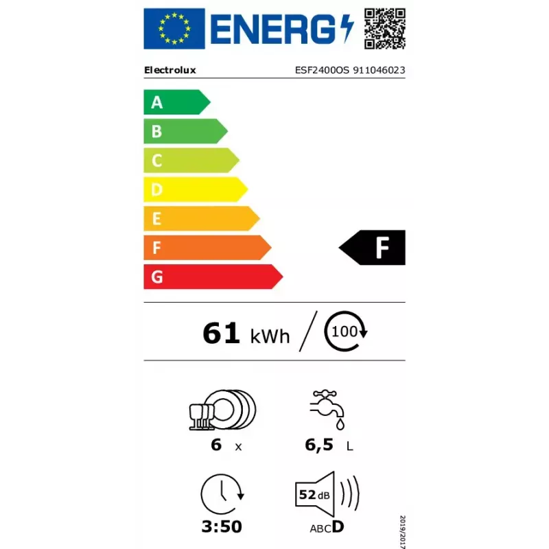 Electrolux ESF2400OS voľne stojaca umývačka riadu 6 súprav 52 dB