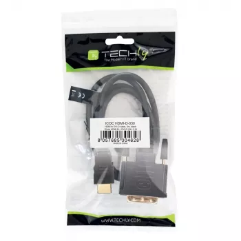 Techly video kábel HDMI na DVI-D M/M 3m ICOC HDMI-D-030, 3 m, HDMI, DVI-D, konektor samec, konektor samec, zlatý
