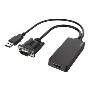 Hama 00200342 video káblový adaptér 0,15 m USB Type-A + VGA (D-Sub) HDMI čierna