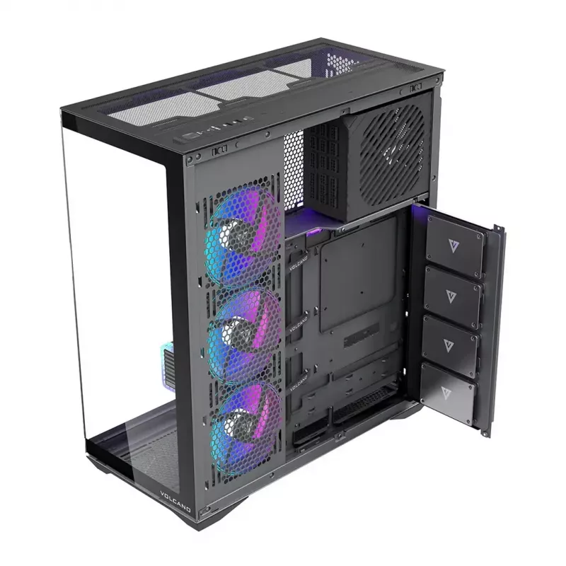 MODECOM Volcano SPACE XL ARGB PC skriňa Full-Tower — Full Tower, podpora E-ATX, tvrdené sklo, ARGB, GPU až do 440 mm