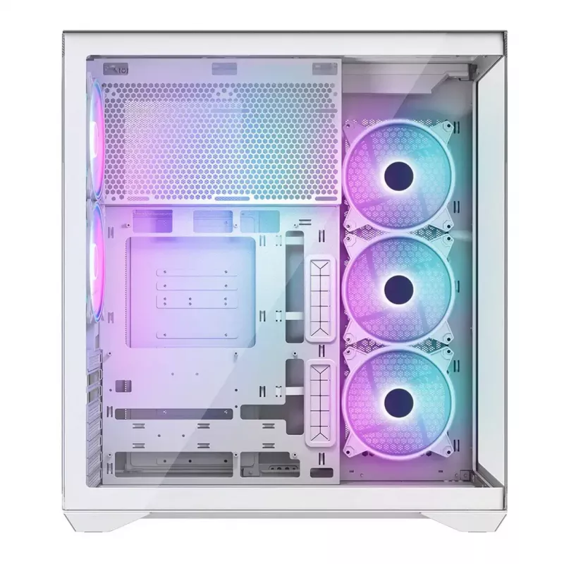 PC skriňa Full-Tower MODECOM Volcano SPACE XL ARGB FULL TOWER 5F biela — ATX, tvrdené sklo, ARGB, USB-C