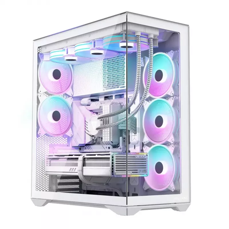 PC skriňa Full-Tower MODECOM Volcano SPACE XL ARGB FULL TOWER 5F biela — ATX, tvrdené sklo, ARGB, USB-C
