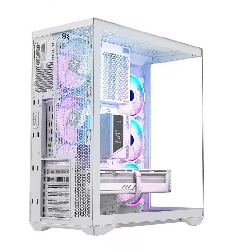 PC skriňa Full-Tower MODECOM Volcano SPACE XL ARGB FULL TOWER 5F biela — ATX, tvrdené sklo, ARGB, USB-C