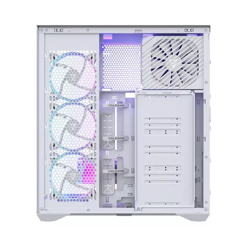 PC skriňa Full-Tower MODECOM Volcano SPACE XL ARGB FULL TOWER 5F biela — ATX, tvrdené sklo, ARGB, USB-C