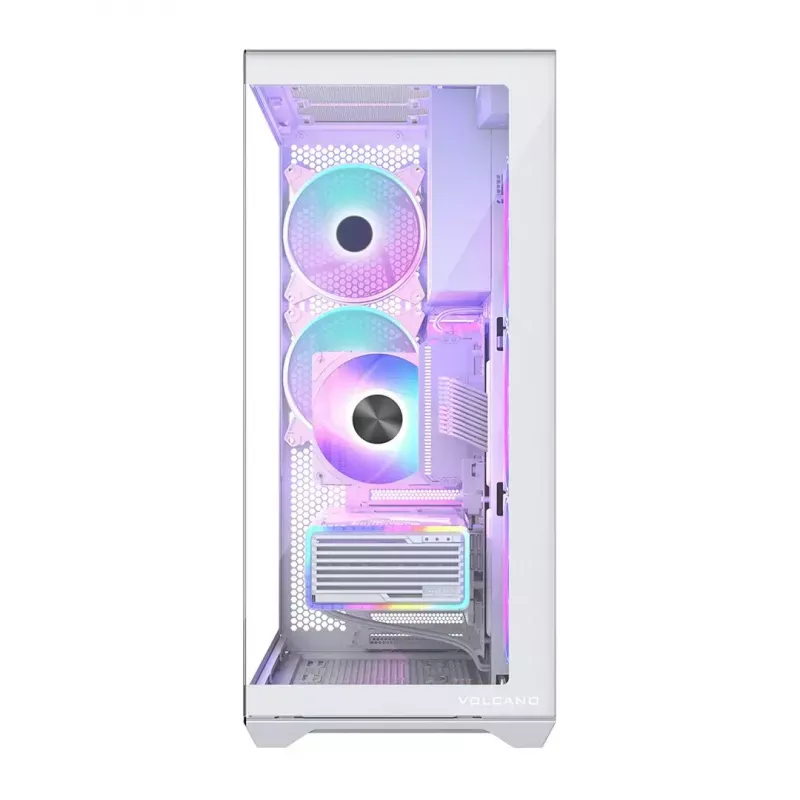 PC skriňa Full-Tower MODECOM Volcano SPACE XL ARGB FULL TOWER 5F biela — ATX, tvrdené sklo, ARGB, USB-C