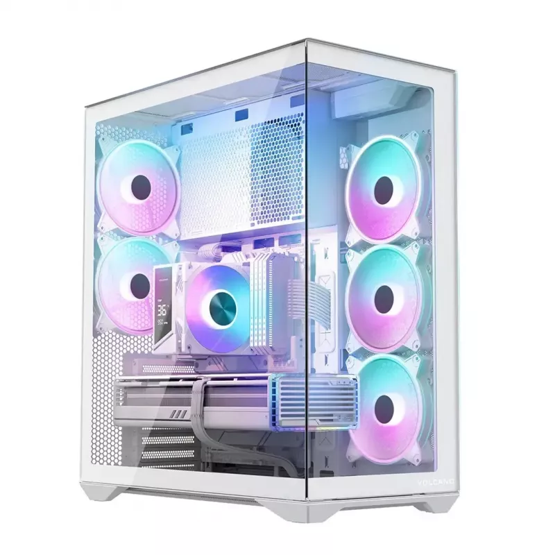 PC skriňa Full-Tower MODECOM Volcano SPACE XL ARGB FULL TOWER 5F biela — ATX, tvrdené sklo, ARGB, USB-C