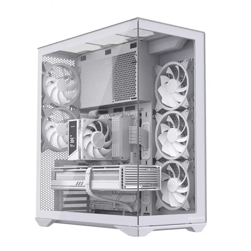 PC skriňa Full-Tower MODECOM Volcano SPACE XL ARGB FULL TOWER 5F biela — ATX, tvrdené sklo, ARGB, USB-C