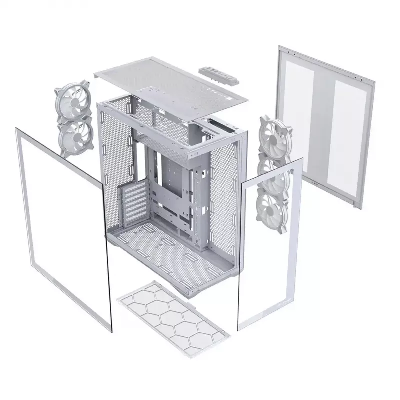 PC skriňa Full-Tower MODECOM Volcano SPACE XL ARGB FULL TOWER 5F biela — ATX, tvrdené sklo, ARGB, USB-C