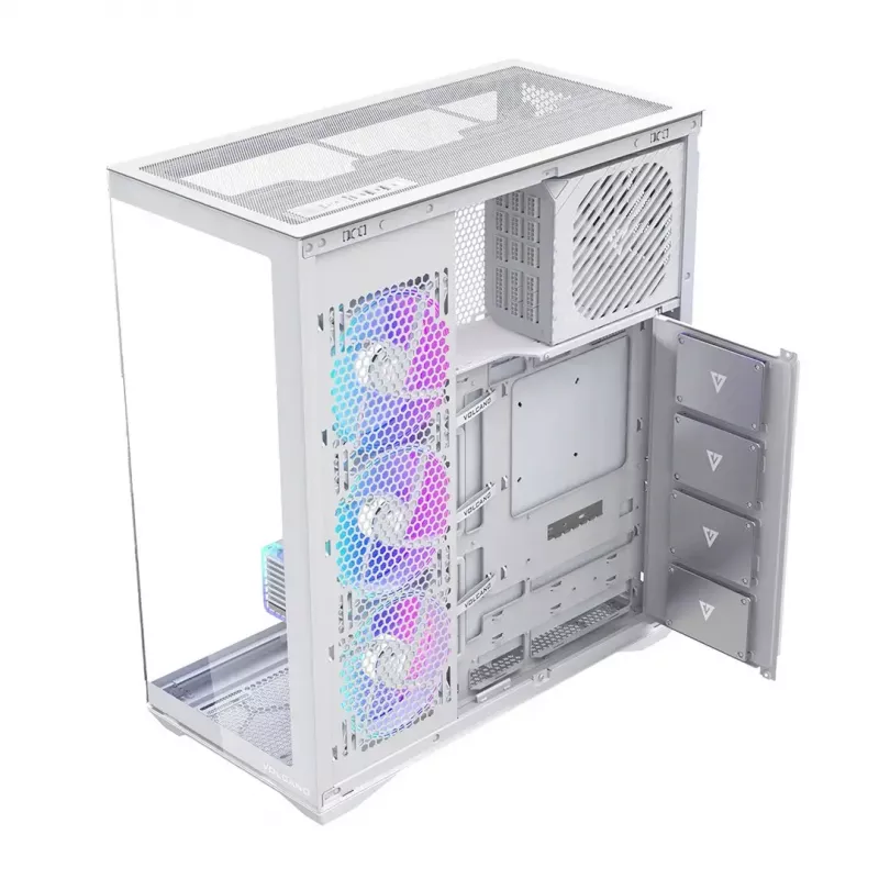 PC skriňa Full-Tower MODECOM Volcano SPACE XL ARGB FULL TOWER 5F biela — ATX, tvrdené sklo, ARGB, USB-C