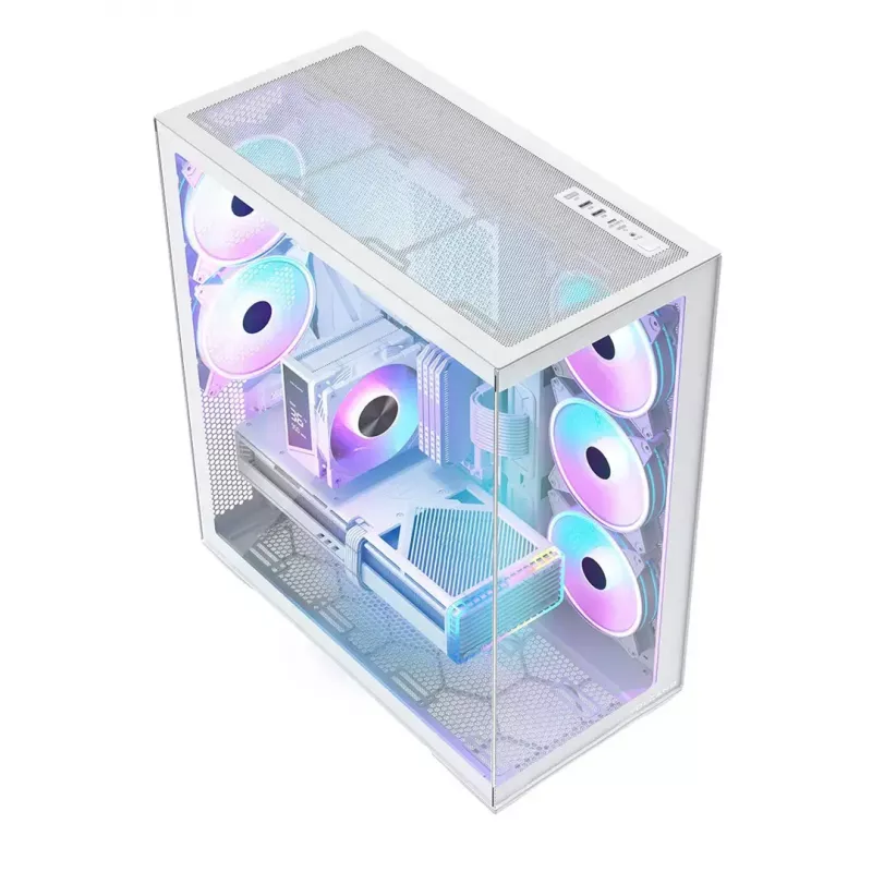 PC skriňa Full-Tower MODECOM Volcano SPACE XL ARGB FULL TOWER 5F biela — ATX, tvrdené sklo, ARGB, USB-C