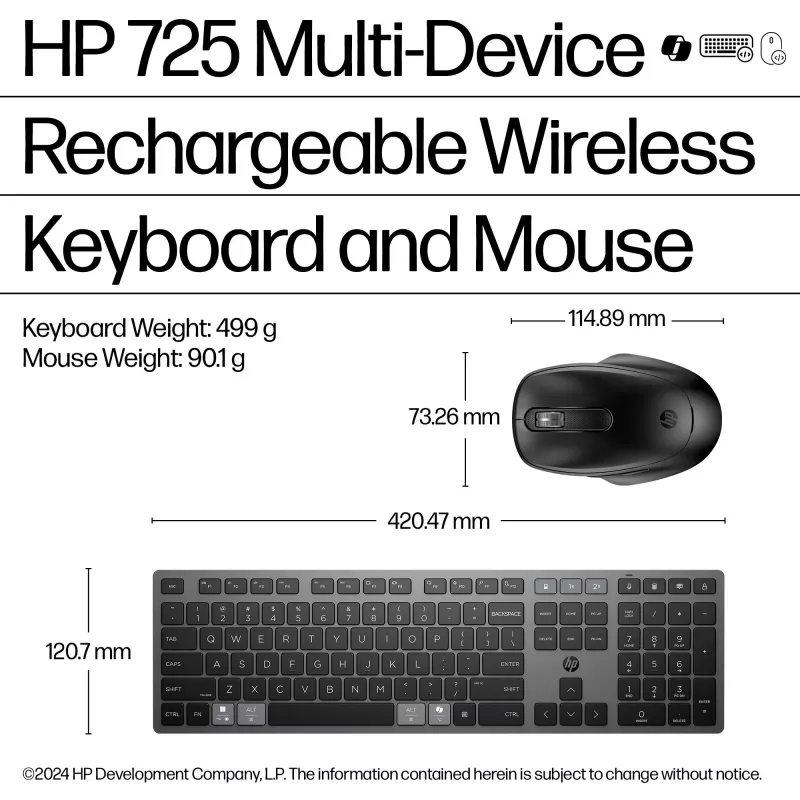 HP 720 Multi-Device nabíjateľná bezdrôtová klávesnica a myš set