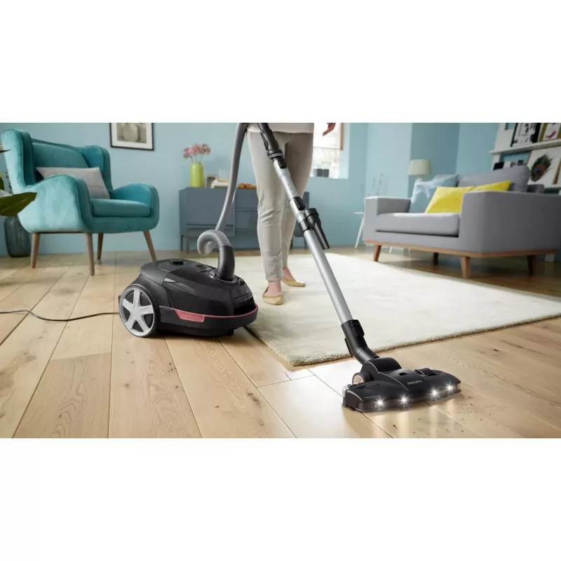 Podlahový vysávač Philips XD6142/12 — 900 W, 4 l vrecko na prach, HEPA filter, čierny
