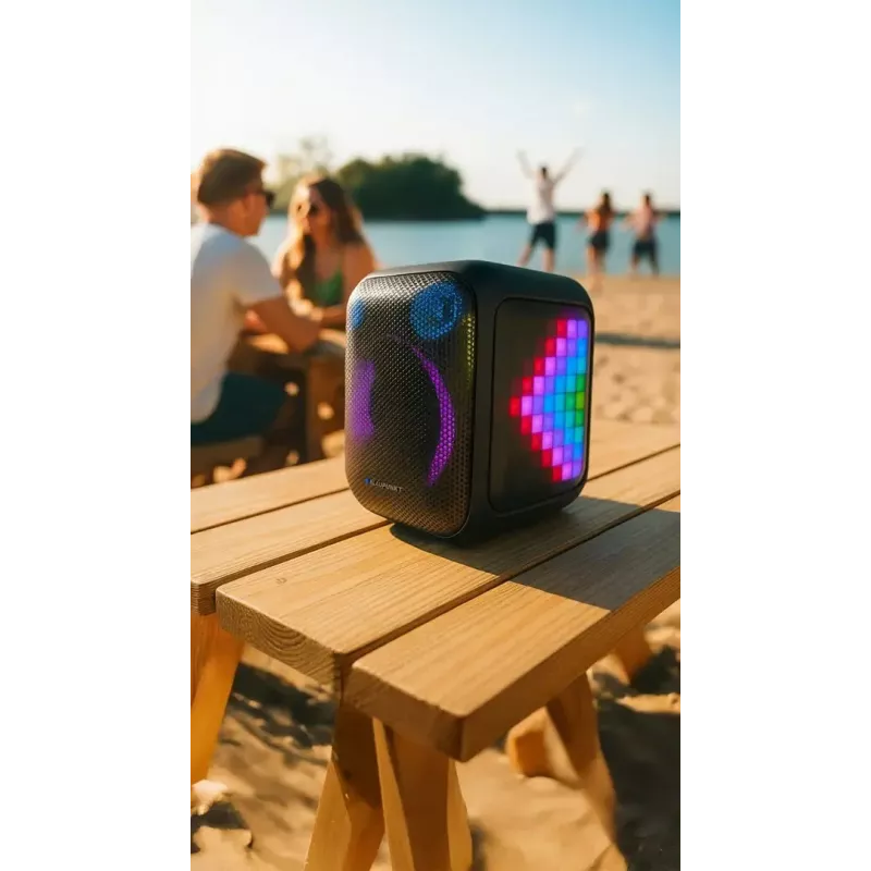 Interiérový/exteriérový reproduktorový systém BLAUPUNKT PB6LED — 40 W RMS, Bluetooth, FM, microSD, LED displej, 4500 mAh batéria