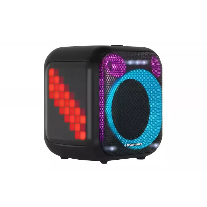 Interiérový/exteriérový reproduktorový systém BLAUPUNKT PB6LED — 40 W RMS, Bluetooth, FM, microSD, LED displej, 4500 mAh batéria