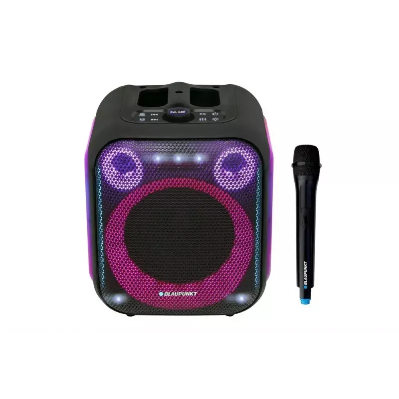 Interiérový/exteriérový reproduktorový systém BLAUPUNKT PB6LED — 40 W RMS, Bluetooth, FM, microSD, LED displej, 4500 mAh batéria