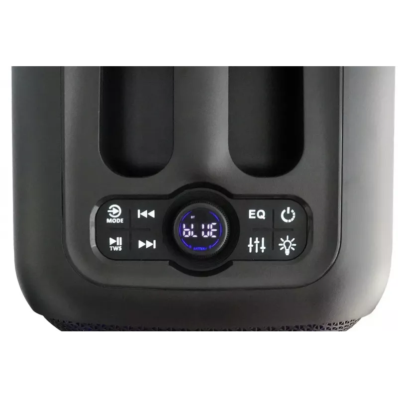 Interiérový/exteriérový reproduktorový systém BLAUPUNKT PB6LED — 40 W RMS, Bluetooth, FM, microSD, LED displej, 4500 mAh batéria