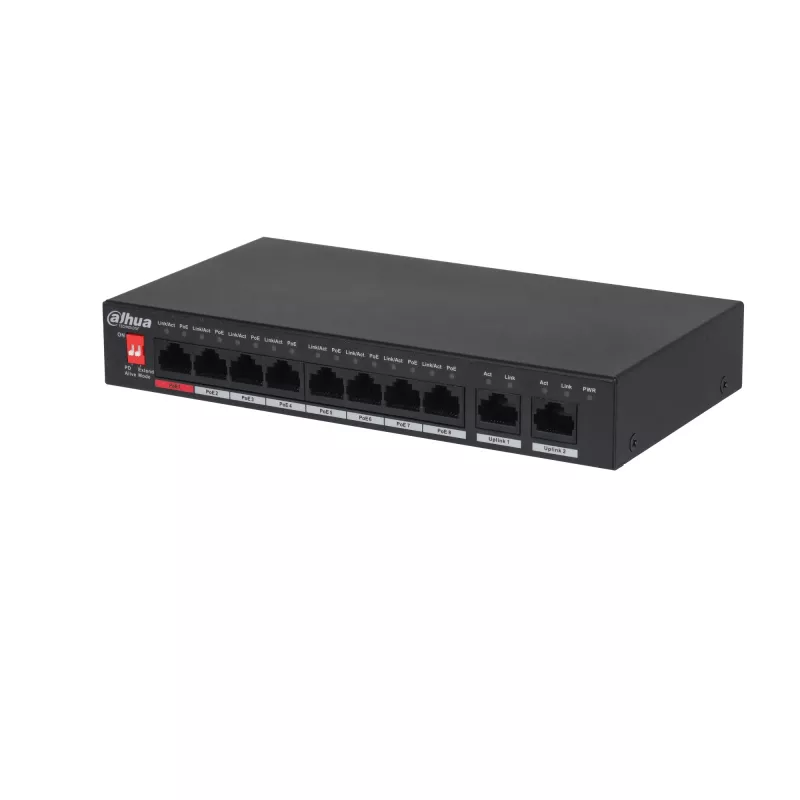 Dahua Technology PoE PFS3010-8ET-96-V2 sieťový switch neupravovateľný Gigabit Ethernet (10/100/1000) Power over Ethernet (PoE) čierny