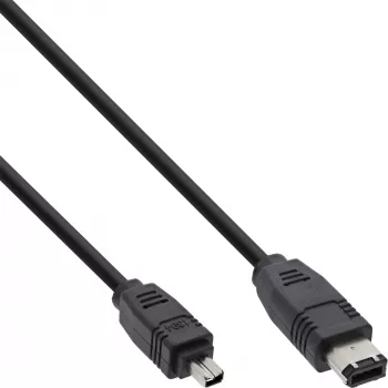InLine kábel FireWire 400 IEEE1394, 4-pinový samec na 6-pinový samec, 1,8 m, čierny